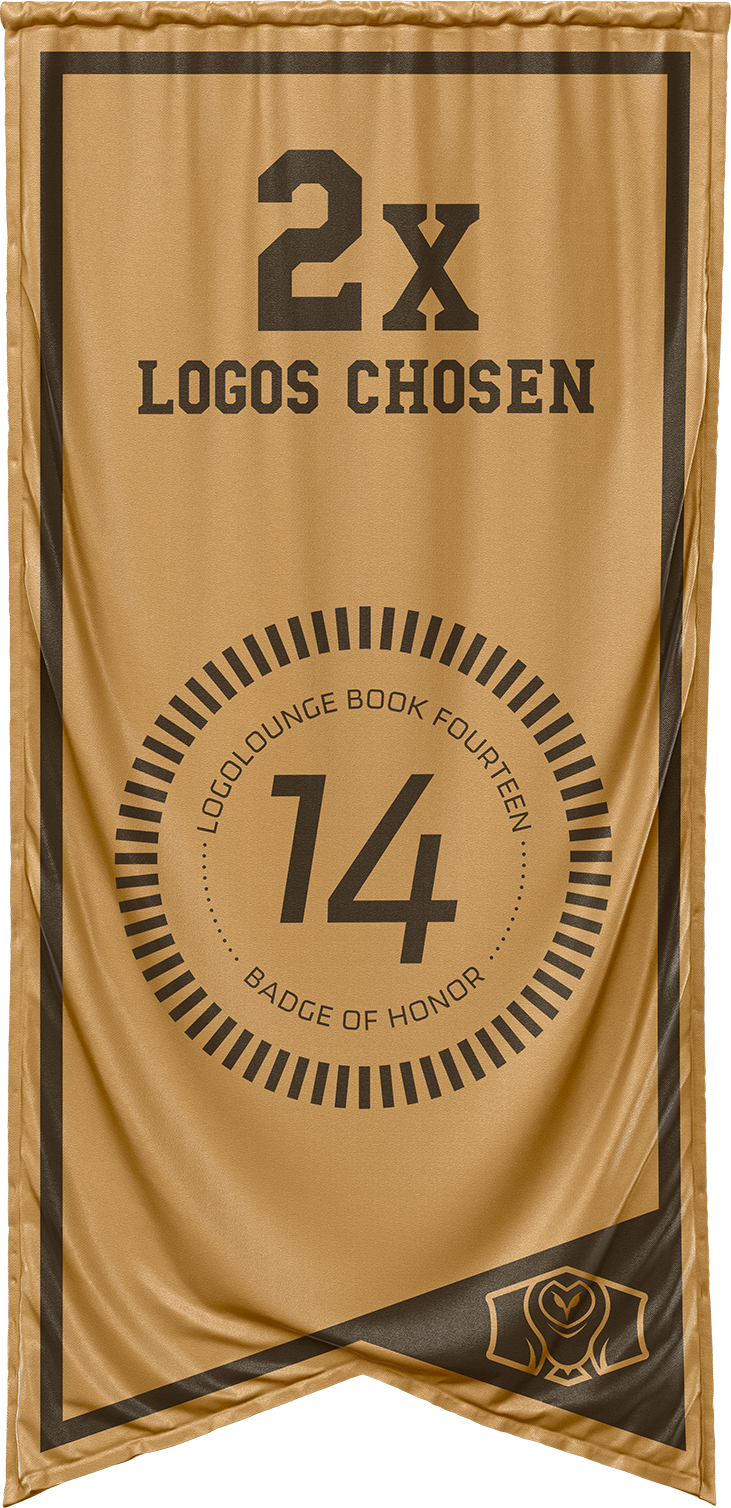 LogoLounge book 14 badge of honor winner with 2 logos chosen