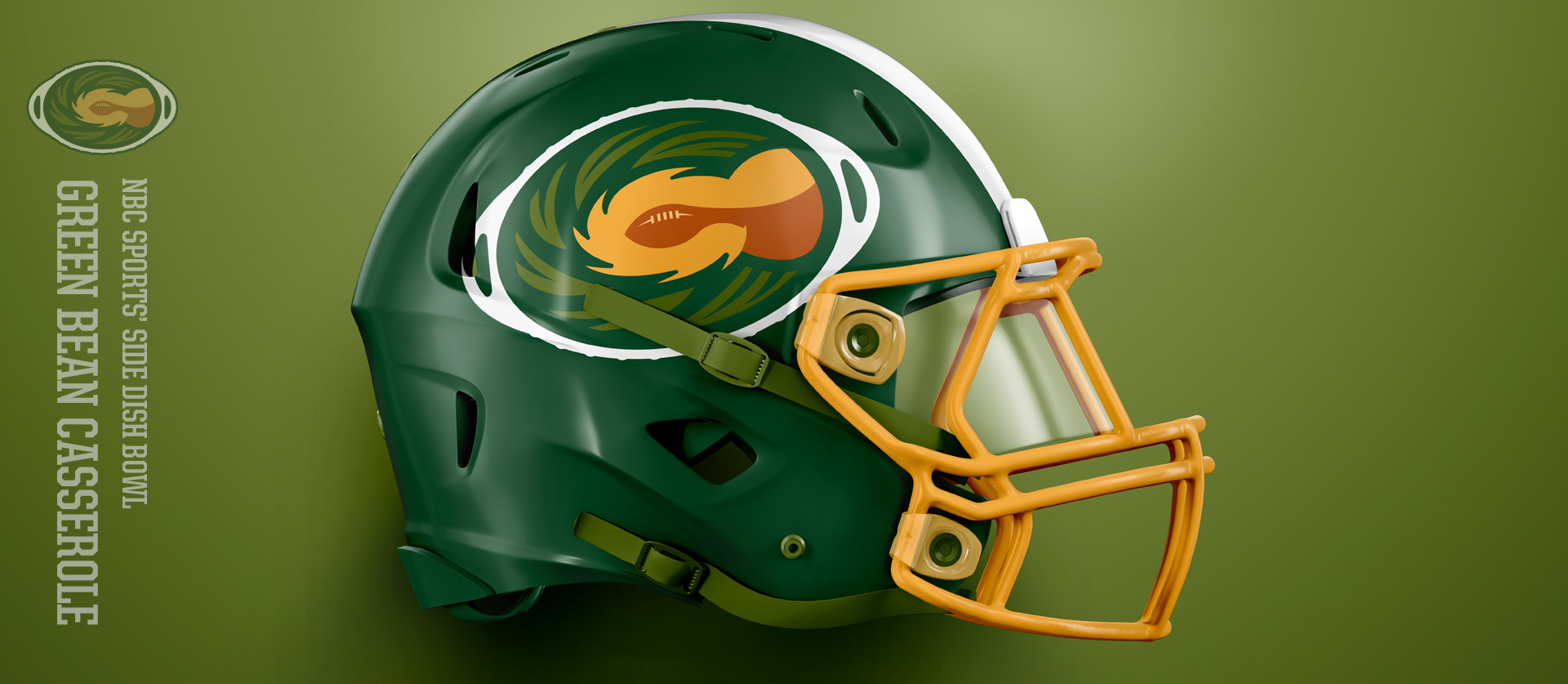 Green Bean Casseroles Helmet Side View - Football Uniform Design for NBC Sports Thanksgiving Side Dish Bowl