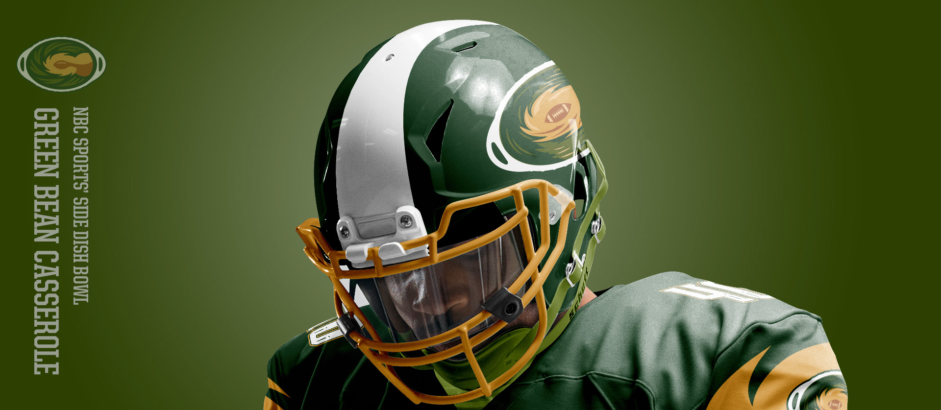 Green Bean Casseroles Helmet Frontside - Football Uniform Design for NBC Sports Thanksgiving Side Dish Bowl
