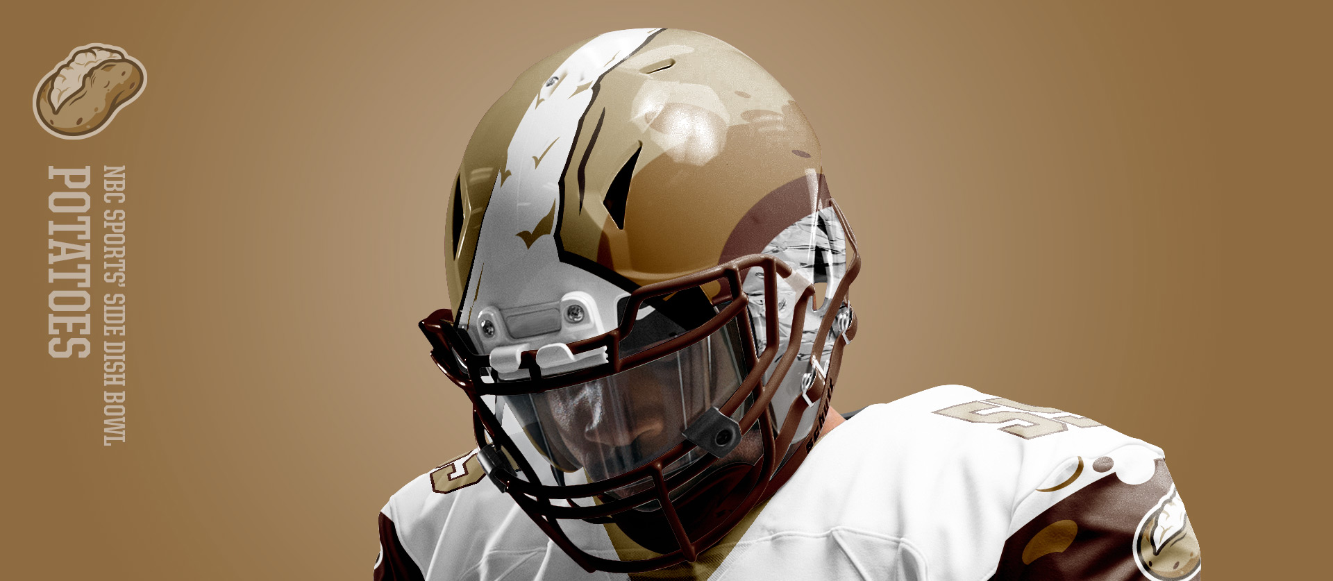 Potatoes Helmet Frontside - Football Uniform Design for NBC Sports Thanksgiving Side Dish Bowl