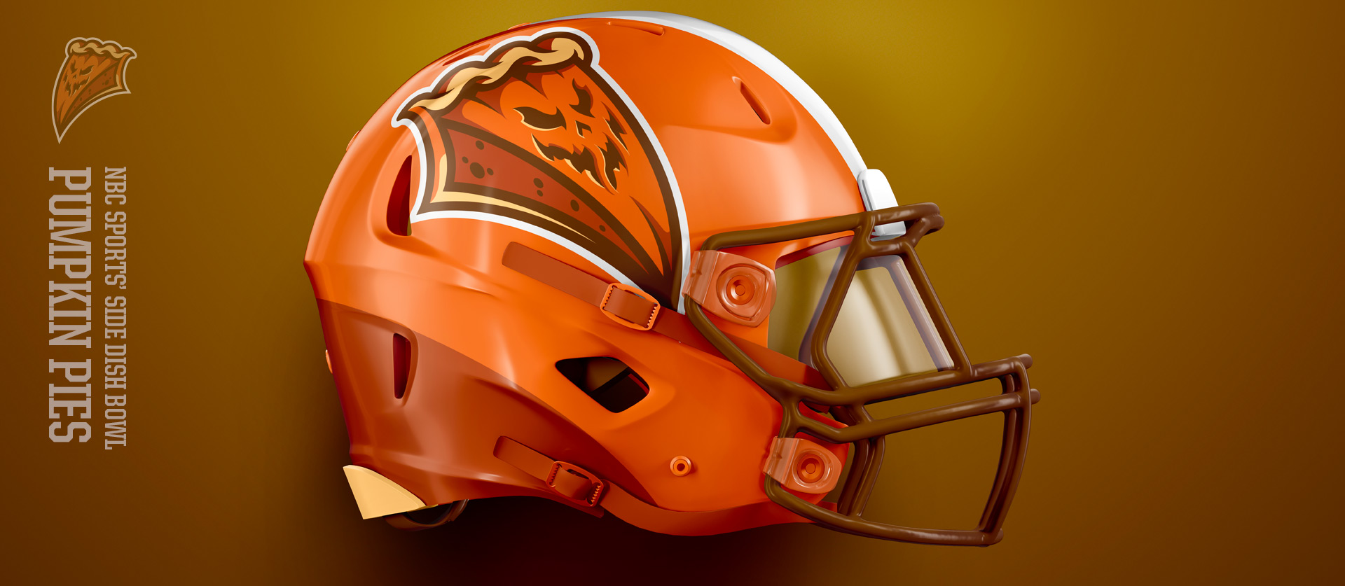 Pumpkin Pies Helmet Side View - Football Uniform Design for NBC Sports Thanksgiving Side Dish Bowl