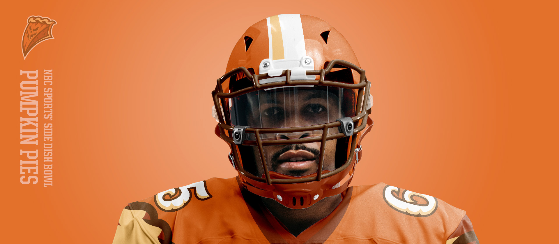 Pumpkin Pies Helmet Front - Football Uniform Design for NBC Sports Thanksgiving Side Dish Bowl